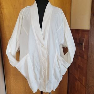Vintage White 1980s Sport's Accent Stylish Sport Blazer Size Lg Polyester Cotton